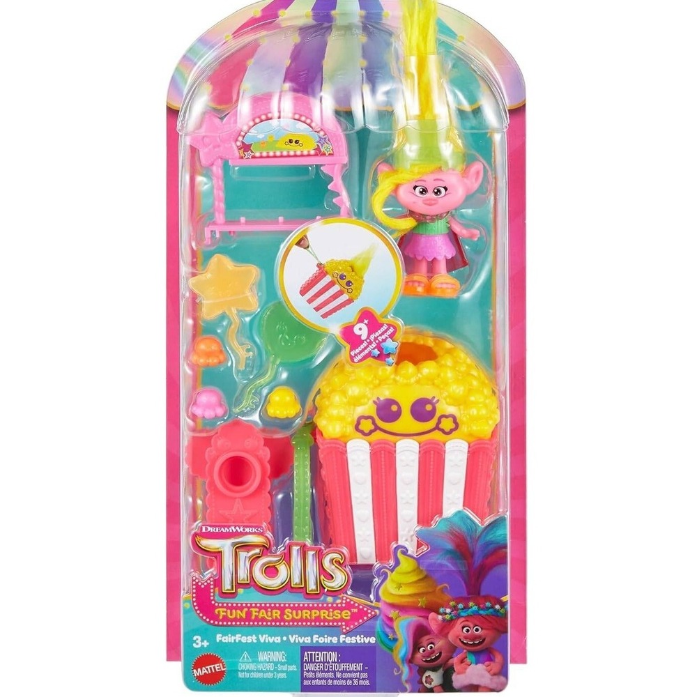 DreamWorks Trolls Fun Fair Surprise Popcorn‎ Toy Playset Poppy Doll Mattel NEW!